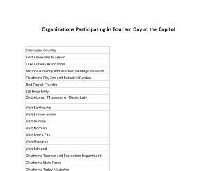 Preview of Participating Organizations - Tourism Day at the Capitol